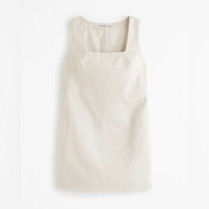 Abercrombie & Fitch Linen-Blend Wide Strap Mini Dress Oat XL